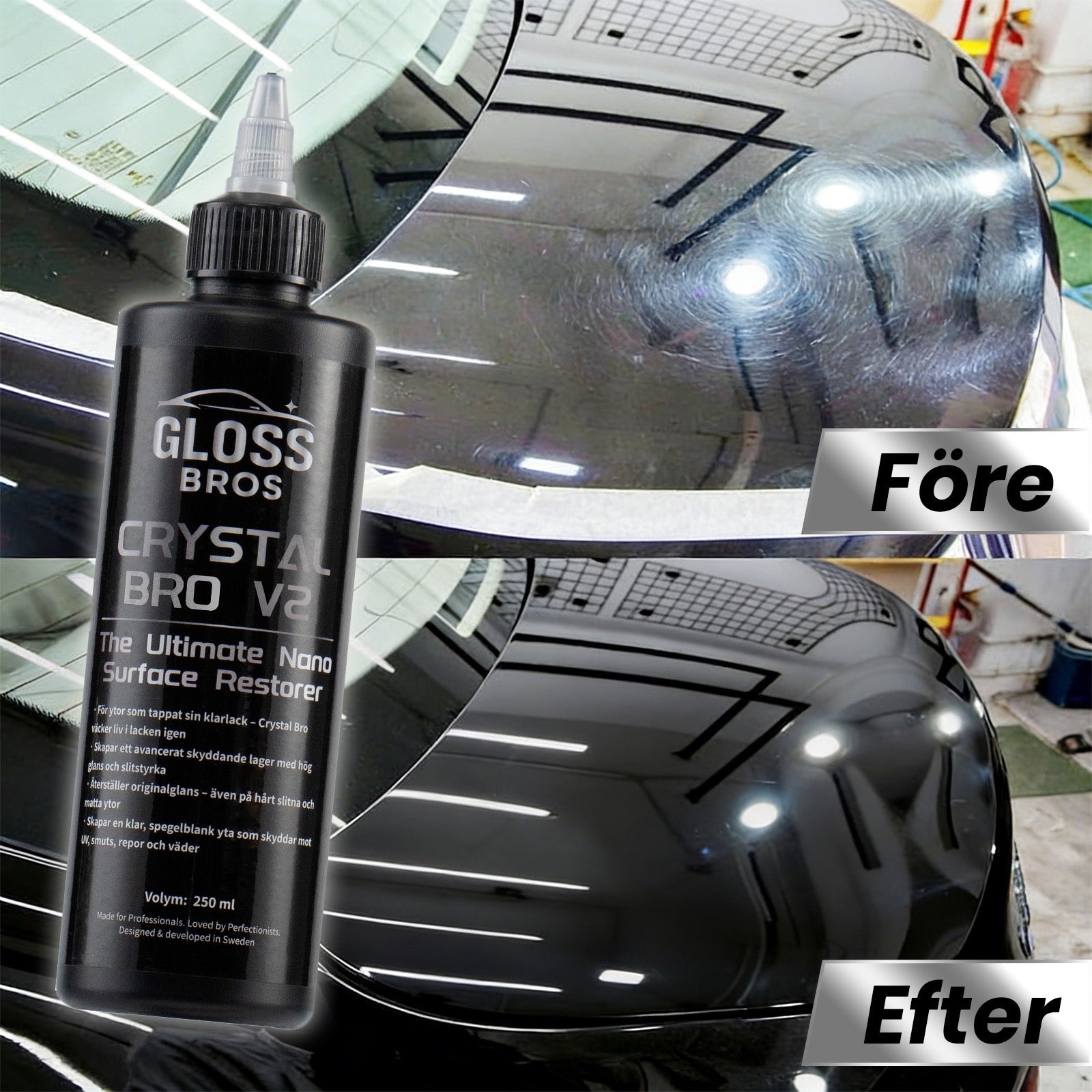 Crystal Bro｜車の塗装保護＆艶出し｜傷を埋めて鏡面の輝き – Glossbros AB